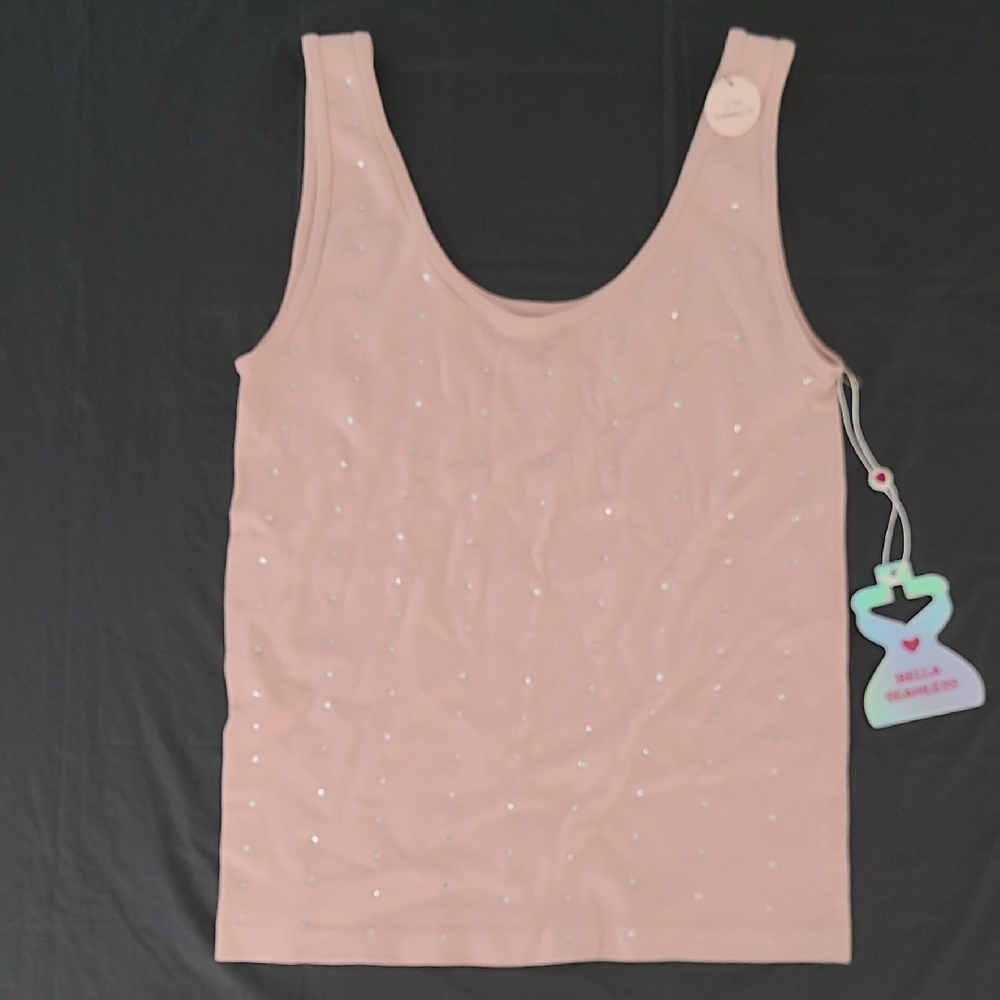 Bella Seamless Rhinestones Tank Top Dust Rose